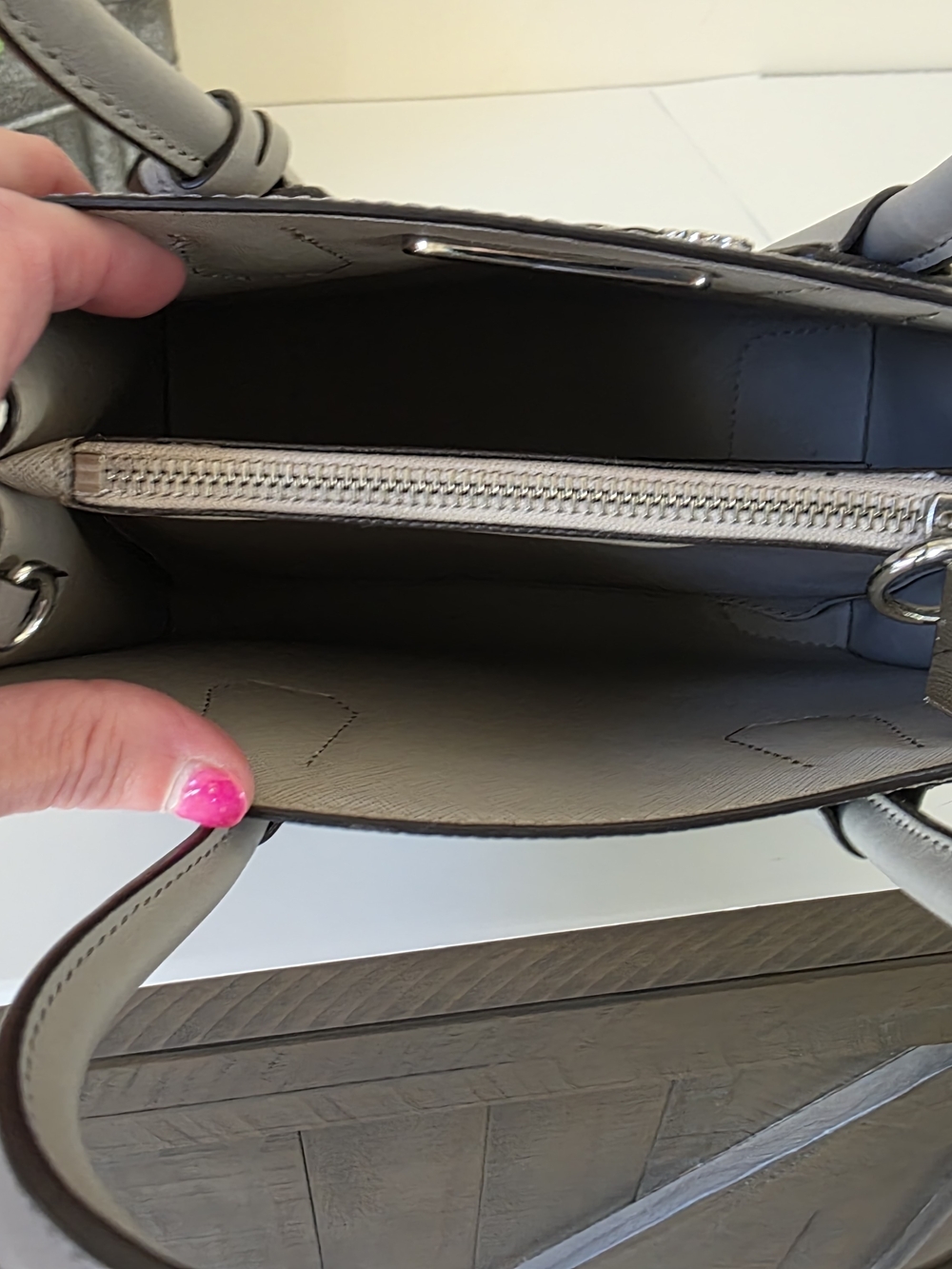 Michael Kors Mercer Floral Leather Crossbody Satchel Pearl Grey Limited Edition - Picture 11 of 13